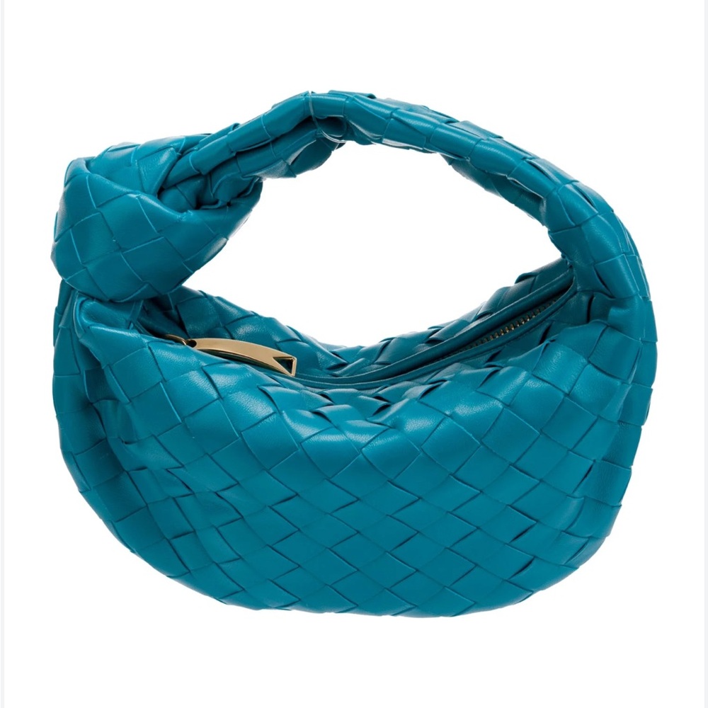 Bottega Veneta Mini Jodie Knotted Intrecciato Leather Shoulder Bag in Blue